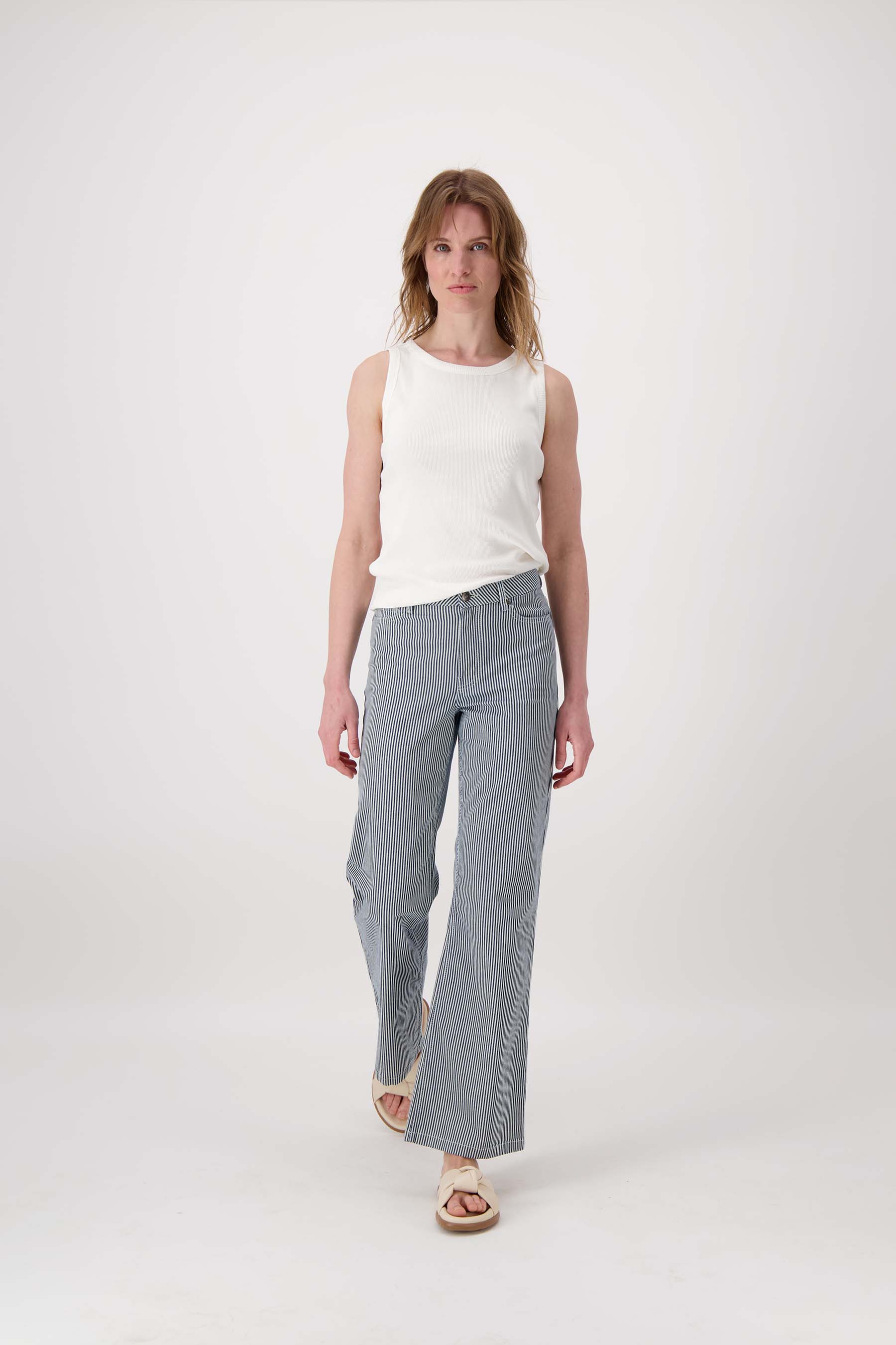 streep broek stretch flared model