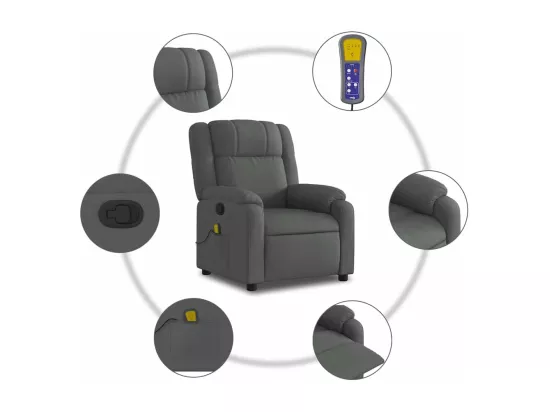 Fauteuil de massage inclinable Gris foncé Tissu
