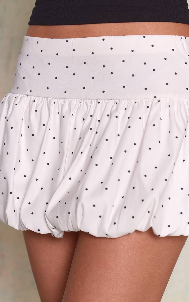 Blanc Mini-jupe Bouffante À Pois
