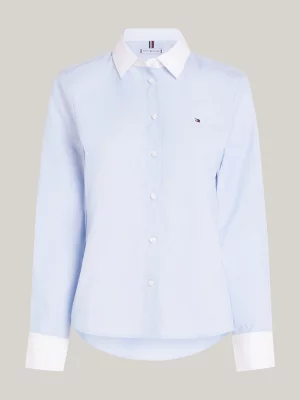 Camisa de corte regular com gola contrastante