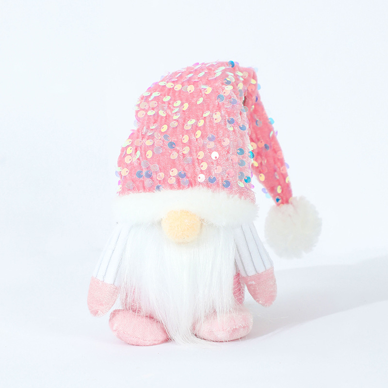 (20x11cm) Weihnachts Wichtel Home Deko Schwedischer Plüsch Zwerg - Rosa Pailletten Hut