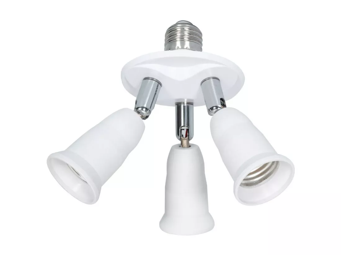 Adaptateur E27 à 3 Ampoules E27 Blanc