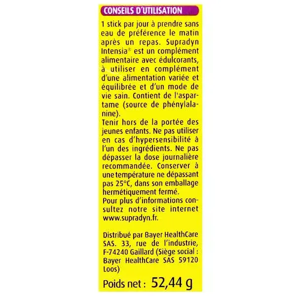 Supradyn Intensia Reduz a Fadiga Vitaminas Minerais e Ferro 20 sachês