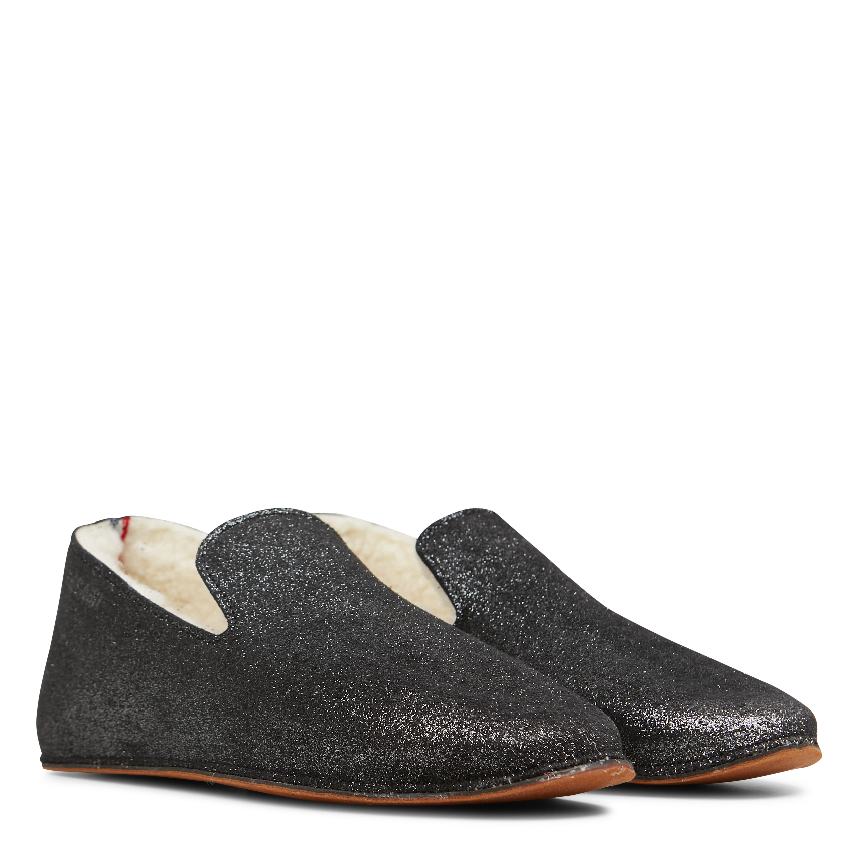 COCO - Chaussons fourrés en cuir velours| Noir