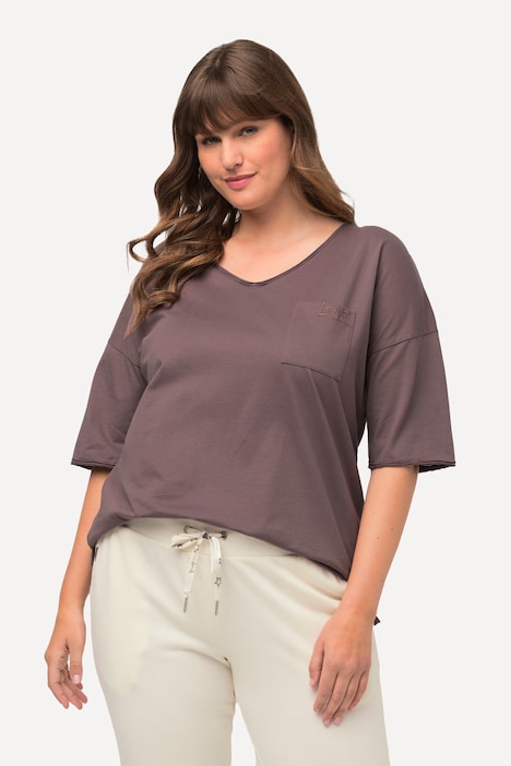 Loungewear-Shirt, Rollkante, Oversized, Rundhals, Halbarm