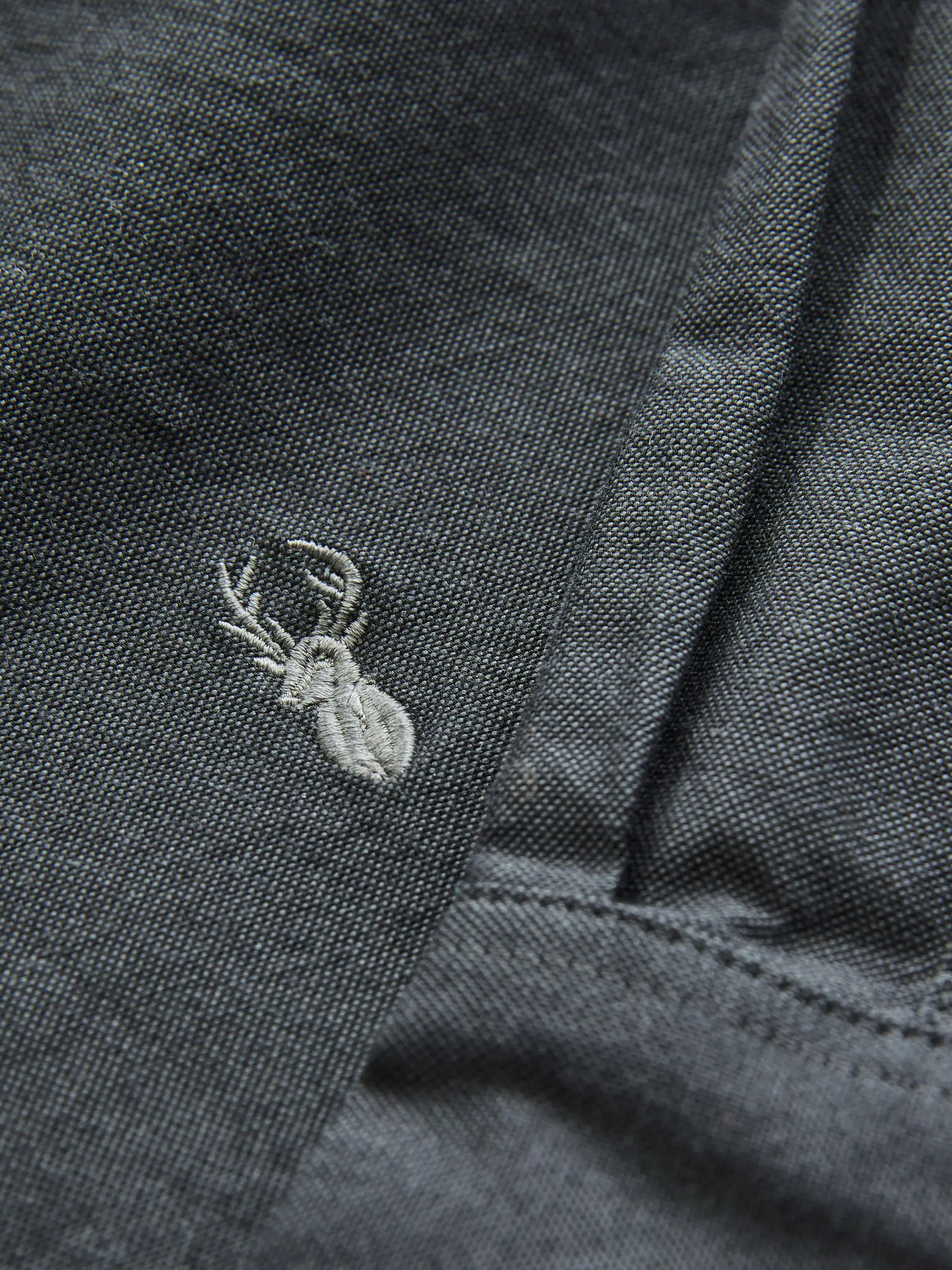 Antraciet - Slim Fit - Oxford-hemd met lange mouwen