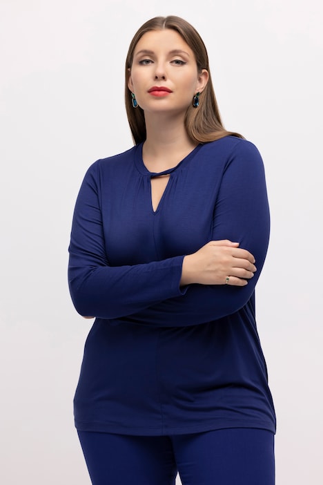 Shirt, Stehkragen, Classic, Langarm, Lyocell