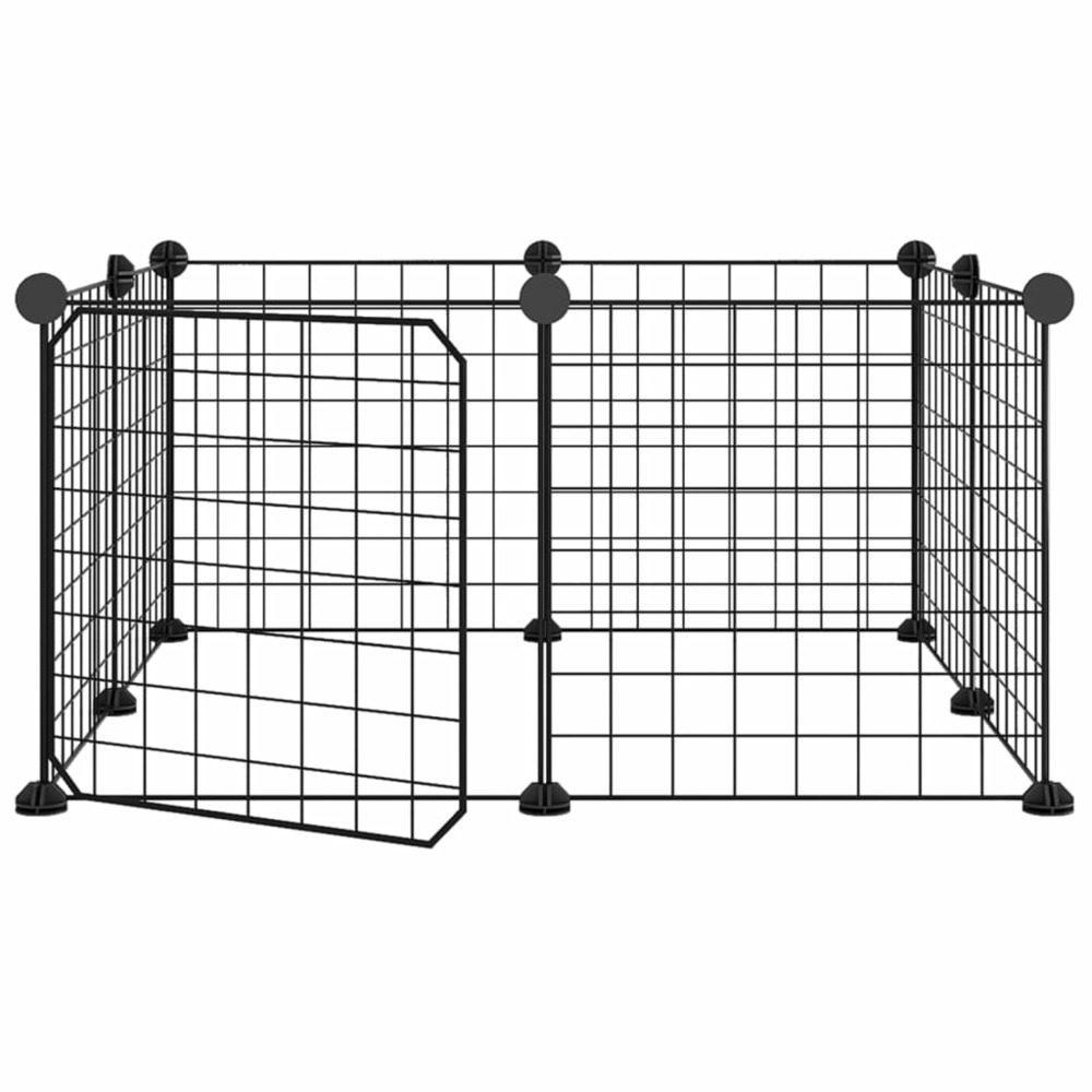 Cage animaux de compagnie à 8 panneaux et porte noir 35x35 cm
