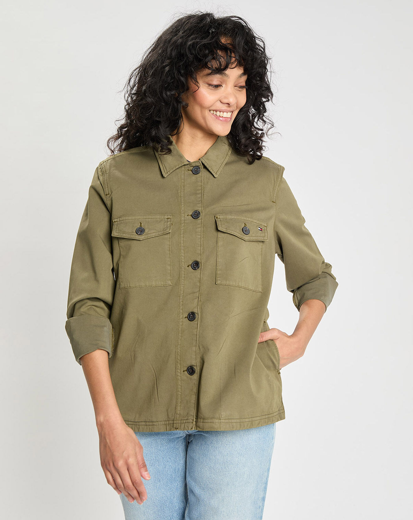 Tommy Hilfiger Veste droite Blend Shacket kaki