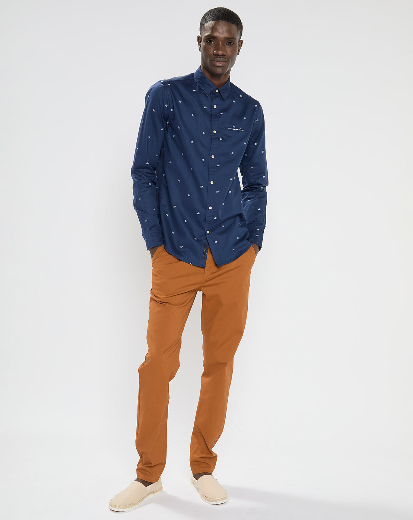 Scotch & Soda Chemise Regular Fit Pocket imprimée bleu marine
