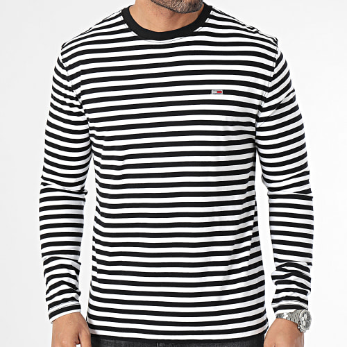 Tee Shirt Manches Longues Basic Striped 8254 Blanc Noir