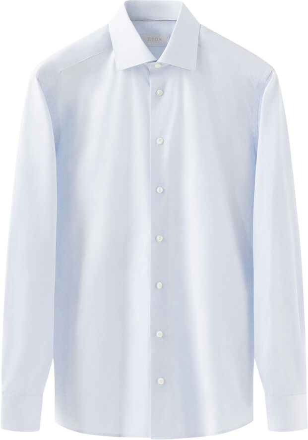ETON Contemporary Fit Light Blue Solid Elevated Twill Shirt Lyseblå