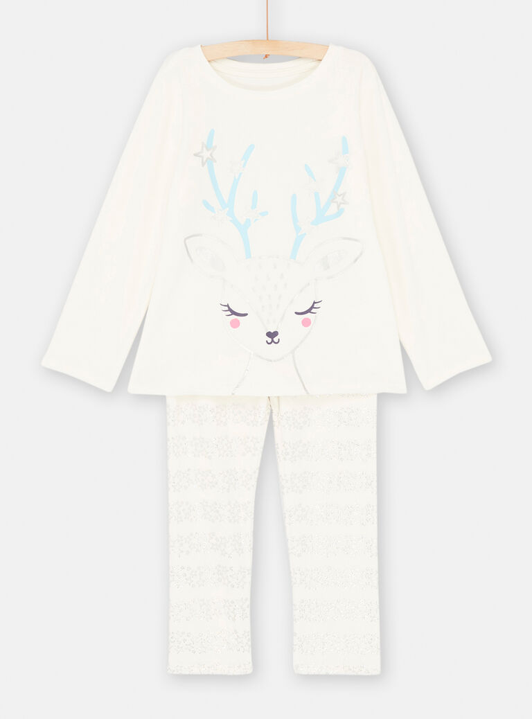 Pyjama ecru fantaisie argenté pour enfant fille