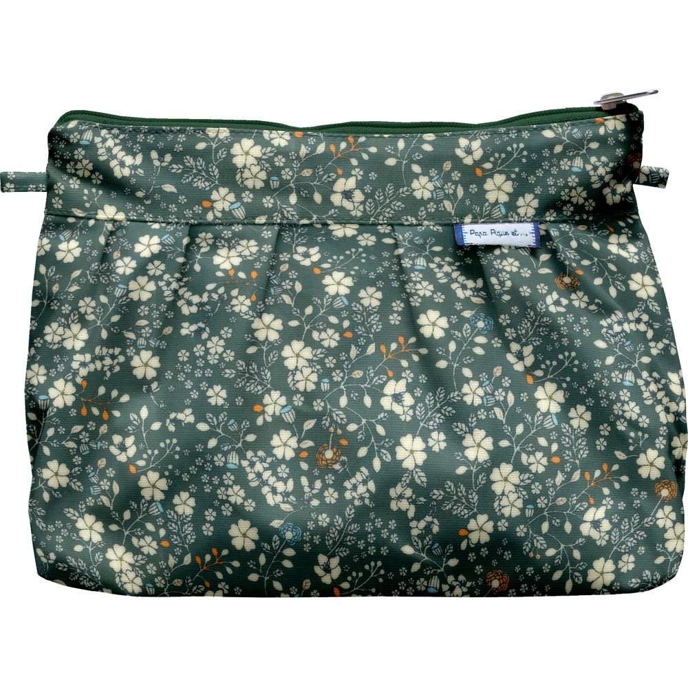 Pochette Plissée Fleuri Kaki