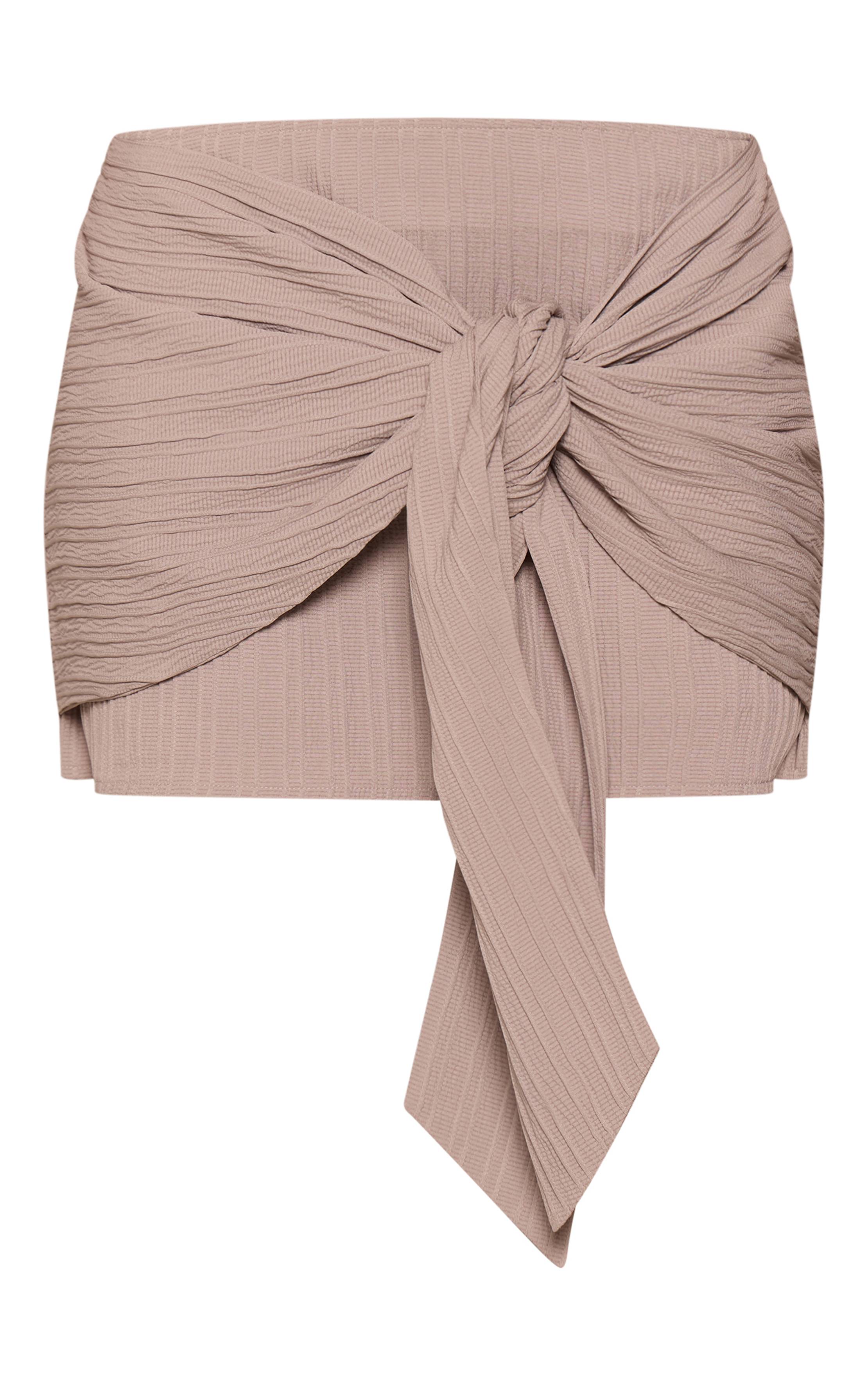 Champignon Jupe-short Portefeuille Nouée En Tissu Texturé
