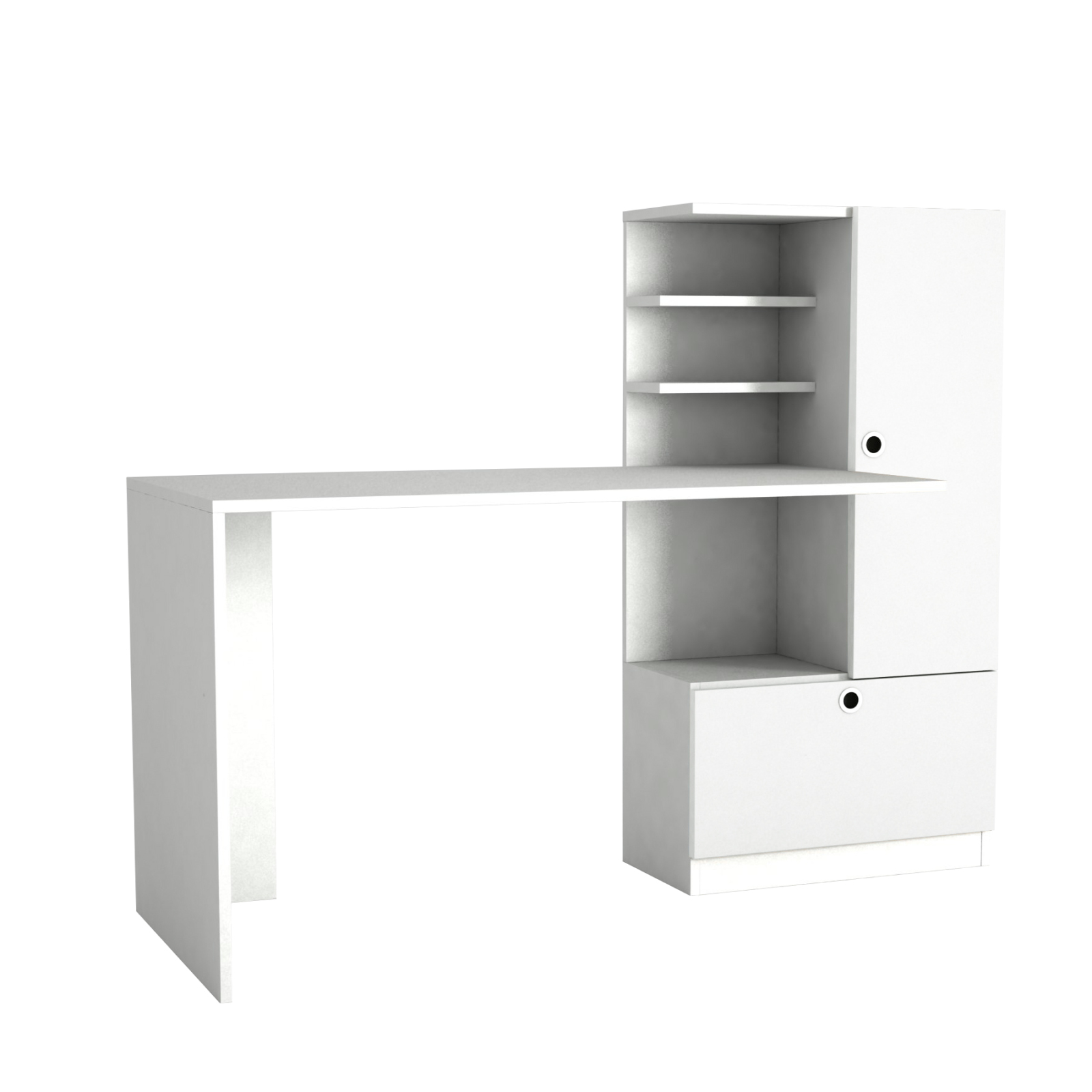 Schreibtisch - weiß - mit Regalelement - 150 cm breit