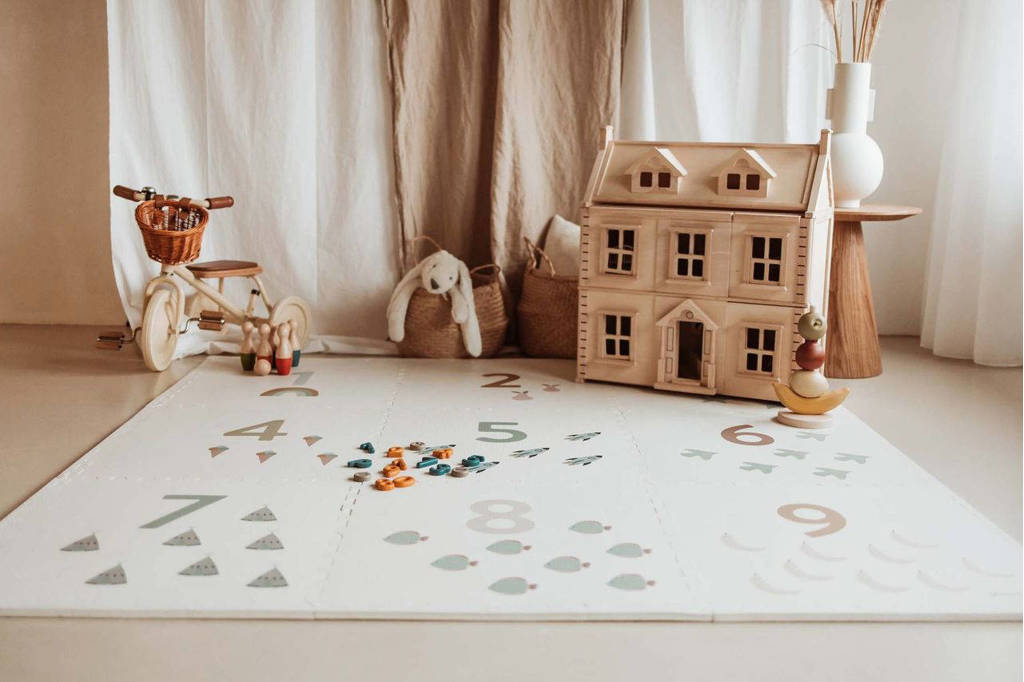 EEVAA 2-in-1 omkeerbare puzzel speelmat en opbergdoos Numbers/Dots (180x180cm - 9 tegels)