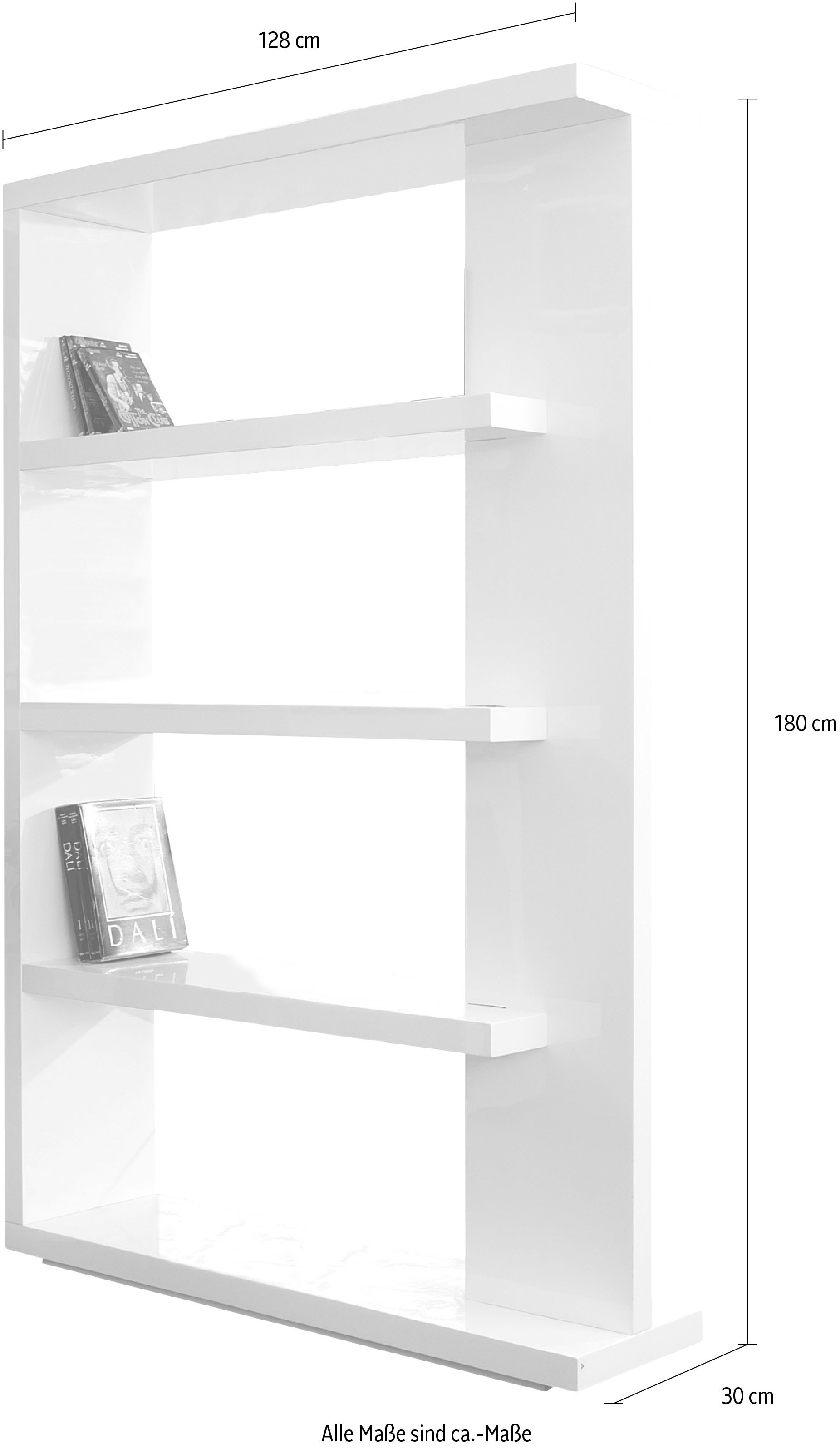 SalesFever Raumteilerregal »Levanto Regal mit Stil« Ultramoderner Raumteiler-Regal: Hochglanz-Optik mit 4 Ablageböden