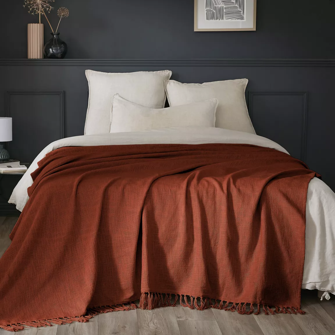 Plaid coton (180 x 220 cm) Sixtine Terracotta