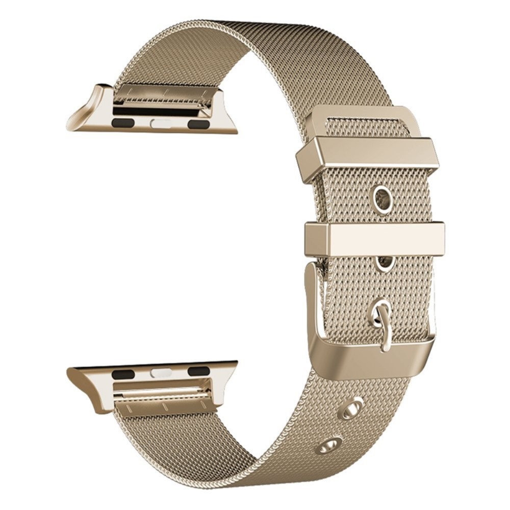Apple Watch (49/46/45/44 mm) Edelstahl Ersatz Armband Milanaise mit Dornschliesse (Gelenkumfang 175-220 mm) - Champagner Gold