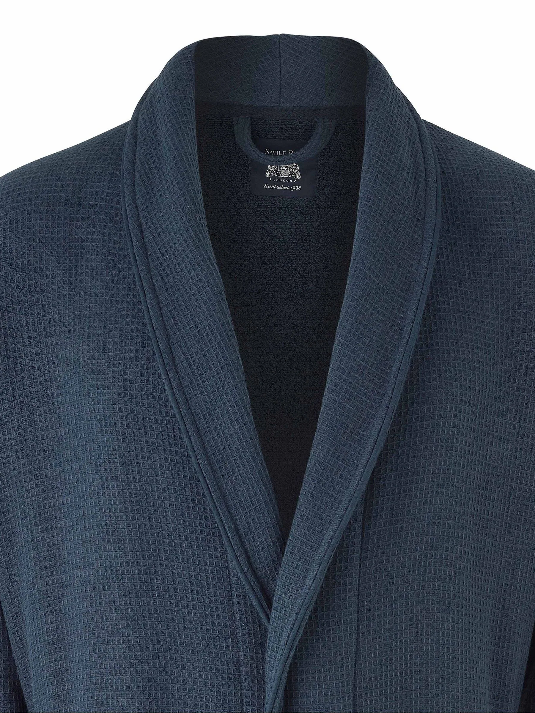 Blauw - Savile Row Company 100% Cotton Waffle Dressing Gown With Terry Lining