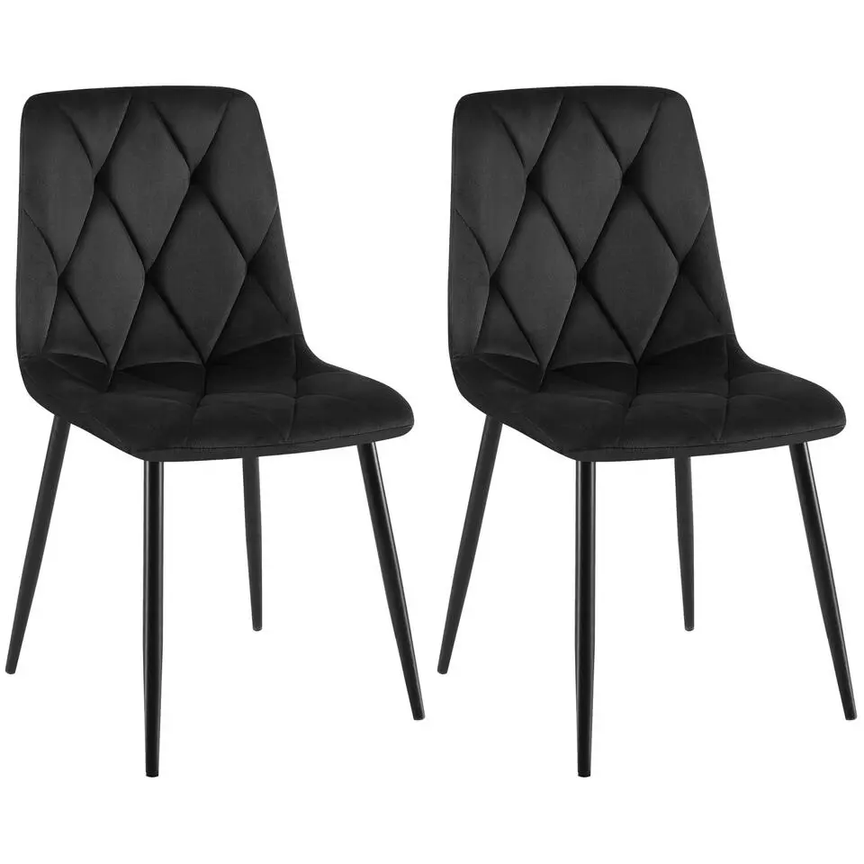 CLP Set van 2 Eetkamerstoel Clairton zwart Frame - Fluweel - zwart