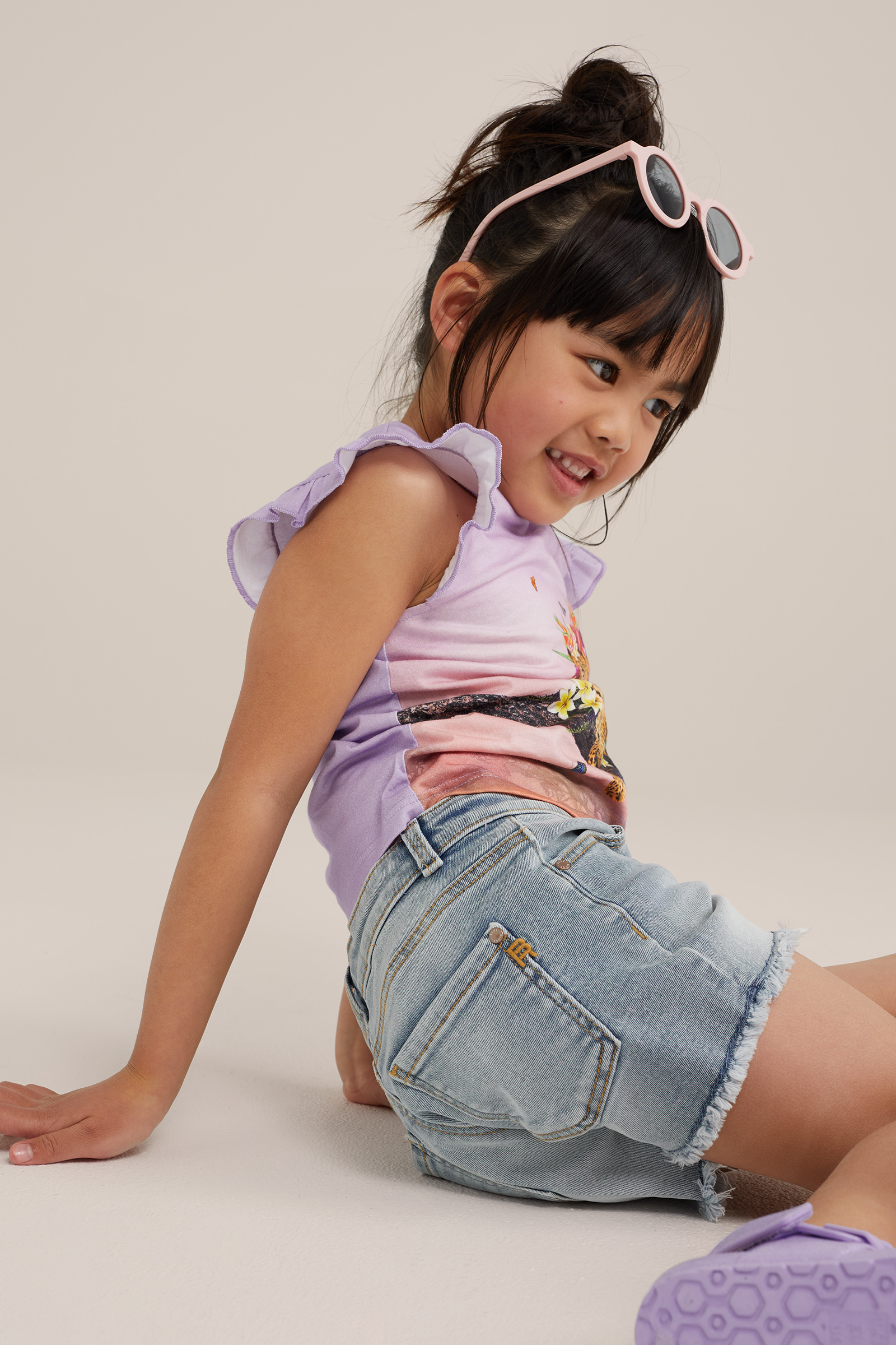Meisjes slim fit denimshort Blue Ridge Lichtblauw