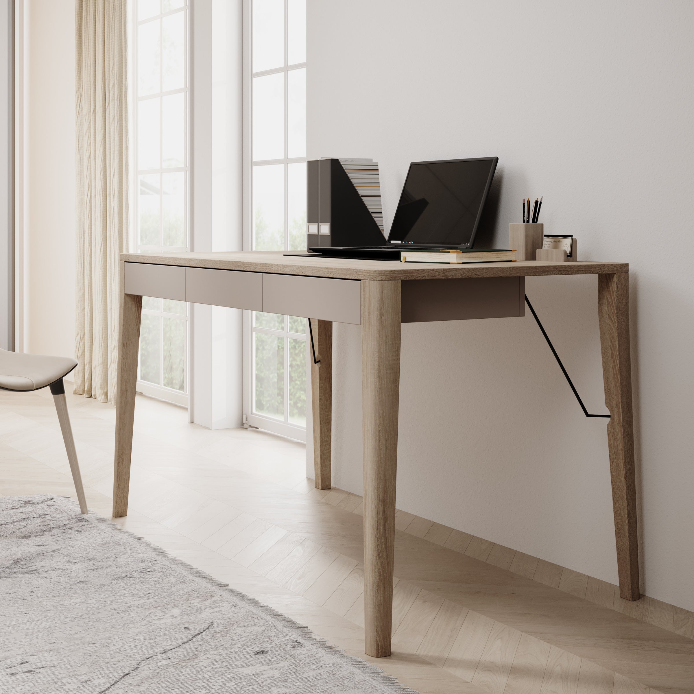 Meubella - Bureau Mazar - Licht eiken - 139 cm