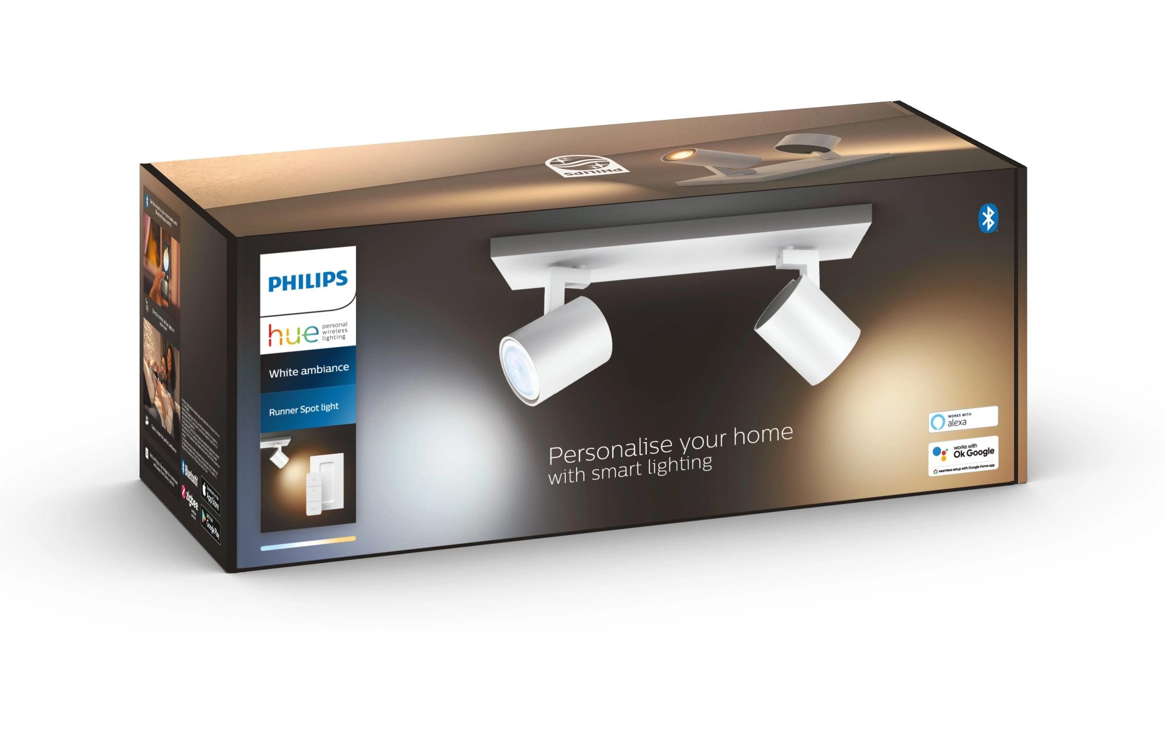 White Ambiance Runner Doppelspot Weiss<br>Individuell einstellbare Spots für perfektes Licht in jedem Raum