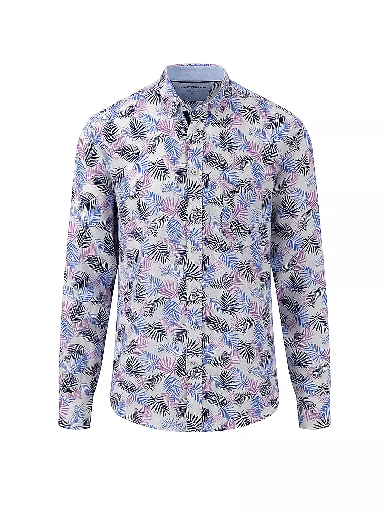 FYNCH HATTON Leinenhemd Casual Fit lila