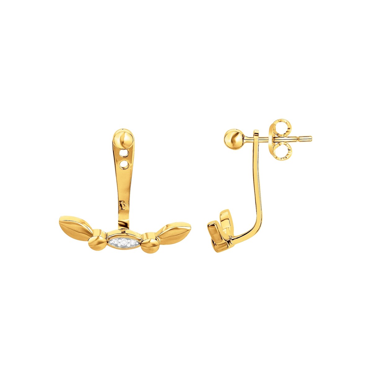 Boucles d'oreilles pendantes en Plaqué Or avec oxyde de zirconium blanc