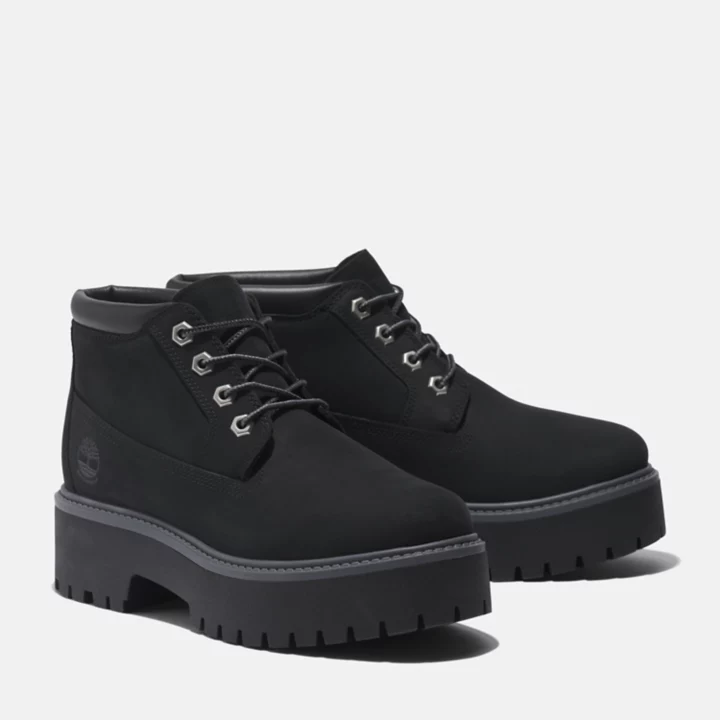 Bota Chukka Timberland Premium Platform Impermeável Feminina Stone Street na cor Preta Monocromática