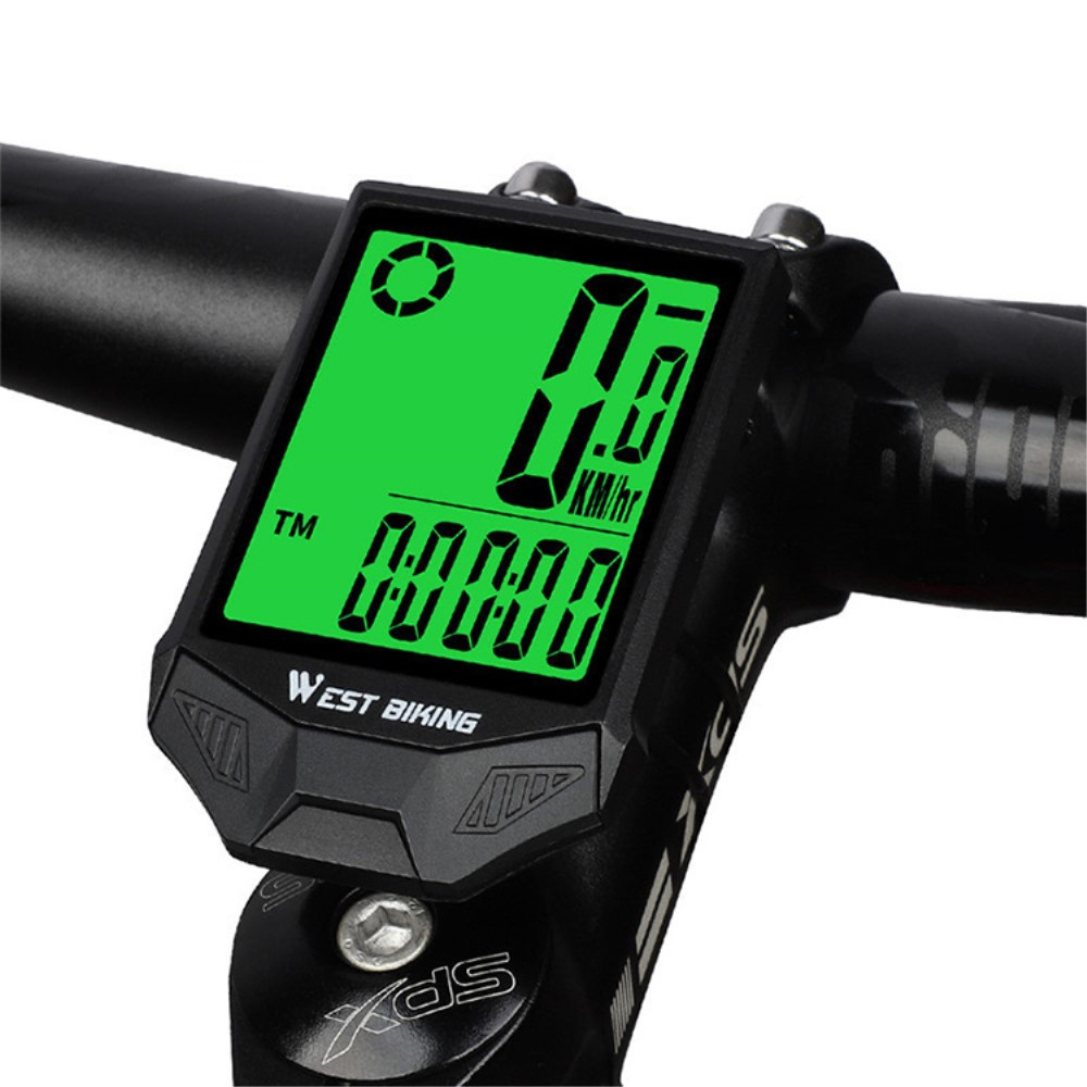 Digitaler Fahrrad Computer Tacho Geschwindigkeitsmesser Kabelloser Kilometer Zähler mit Verlängerter Halterung - Schwarz