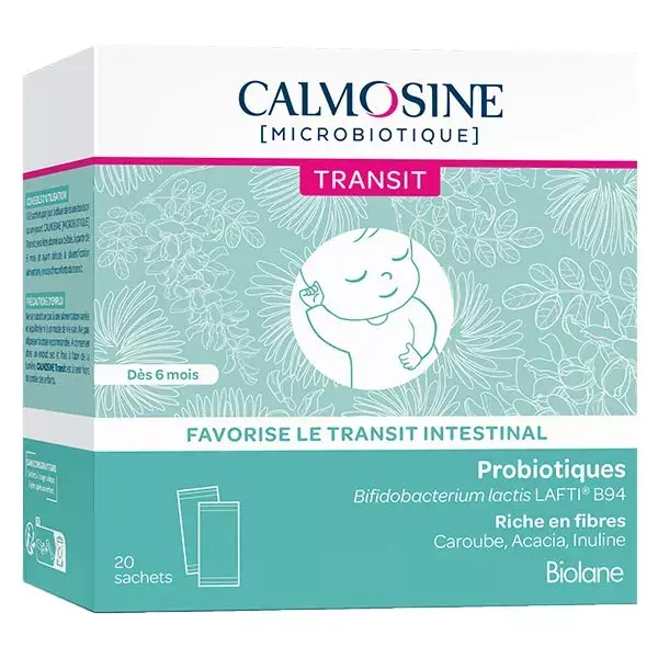 Calmosine Microbiotic Baby Transit Probióticos Fibra 20 sachês