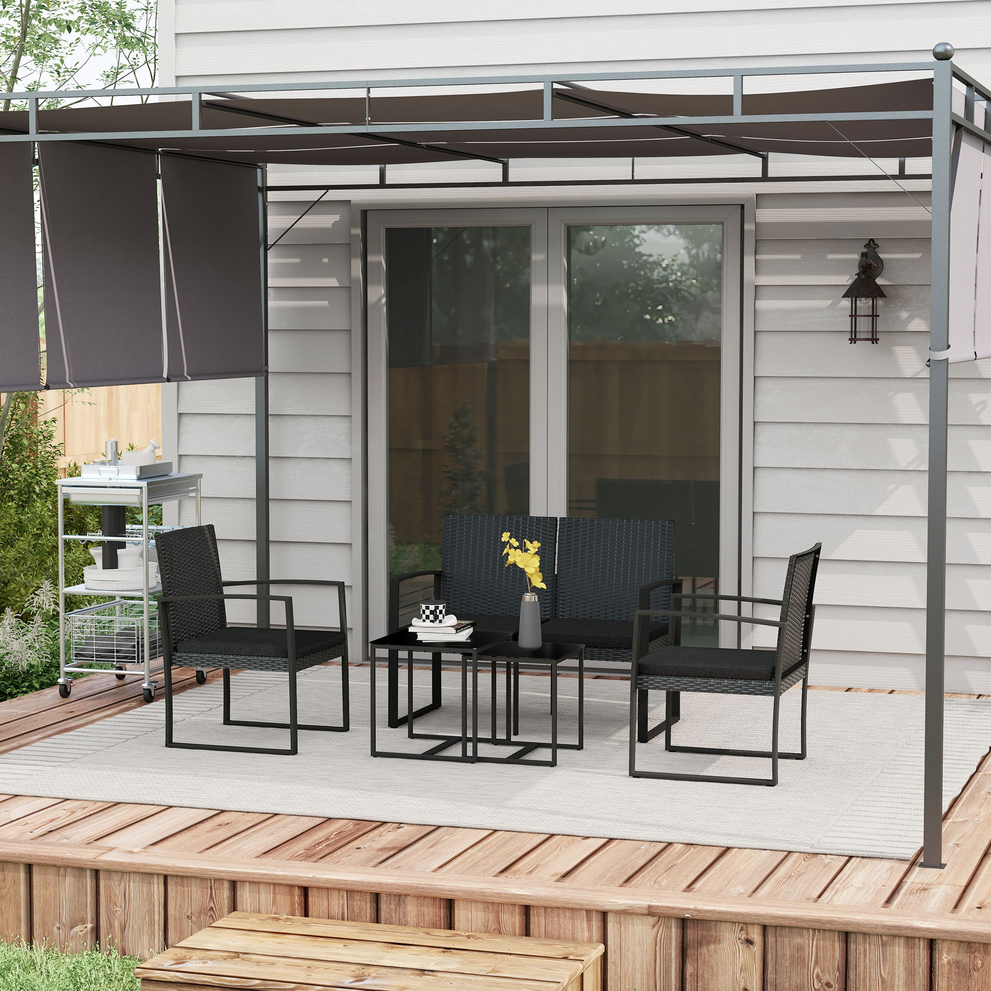 Móveis de jardim pretos Outsunny
