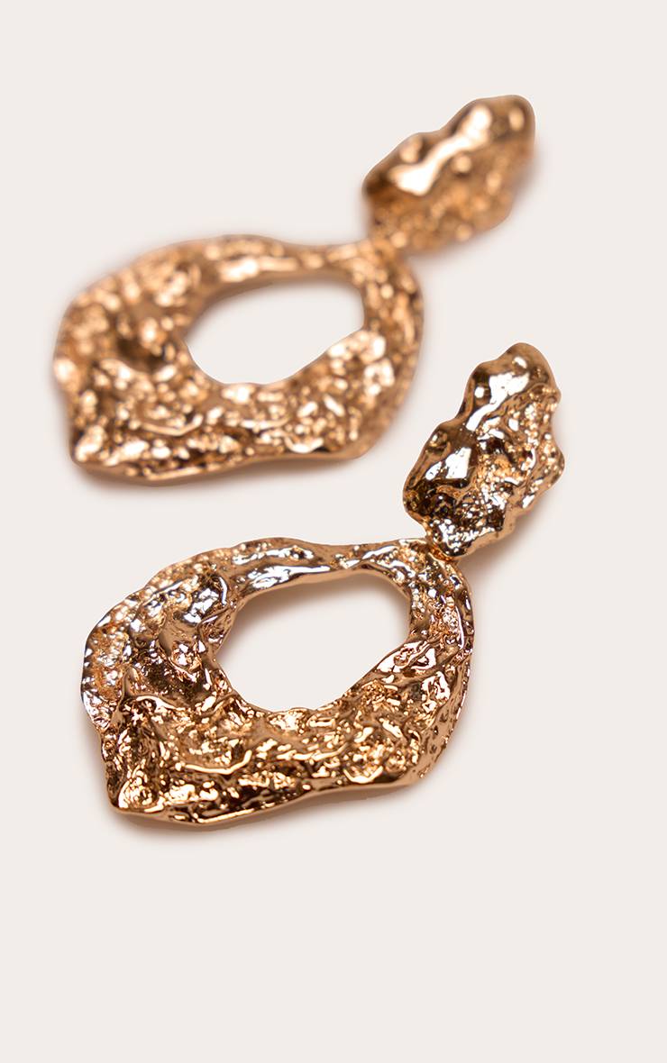Doré Boucles D'oreilles Heurtoir De Porte Drapé Effet Fondu