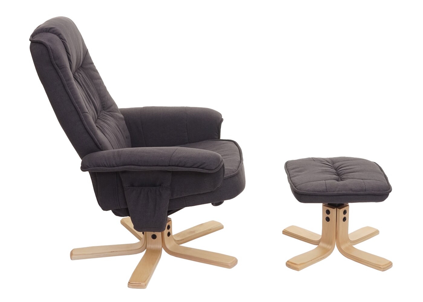 Relaxsessel H56, Fernsehsessel TV-Sessel mit Hocker, Stoff/Textil, MVG-zertifiziert ~ dunkelgrau