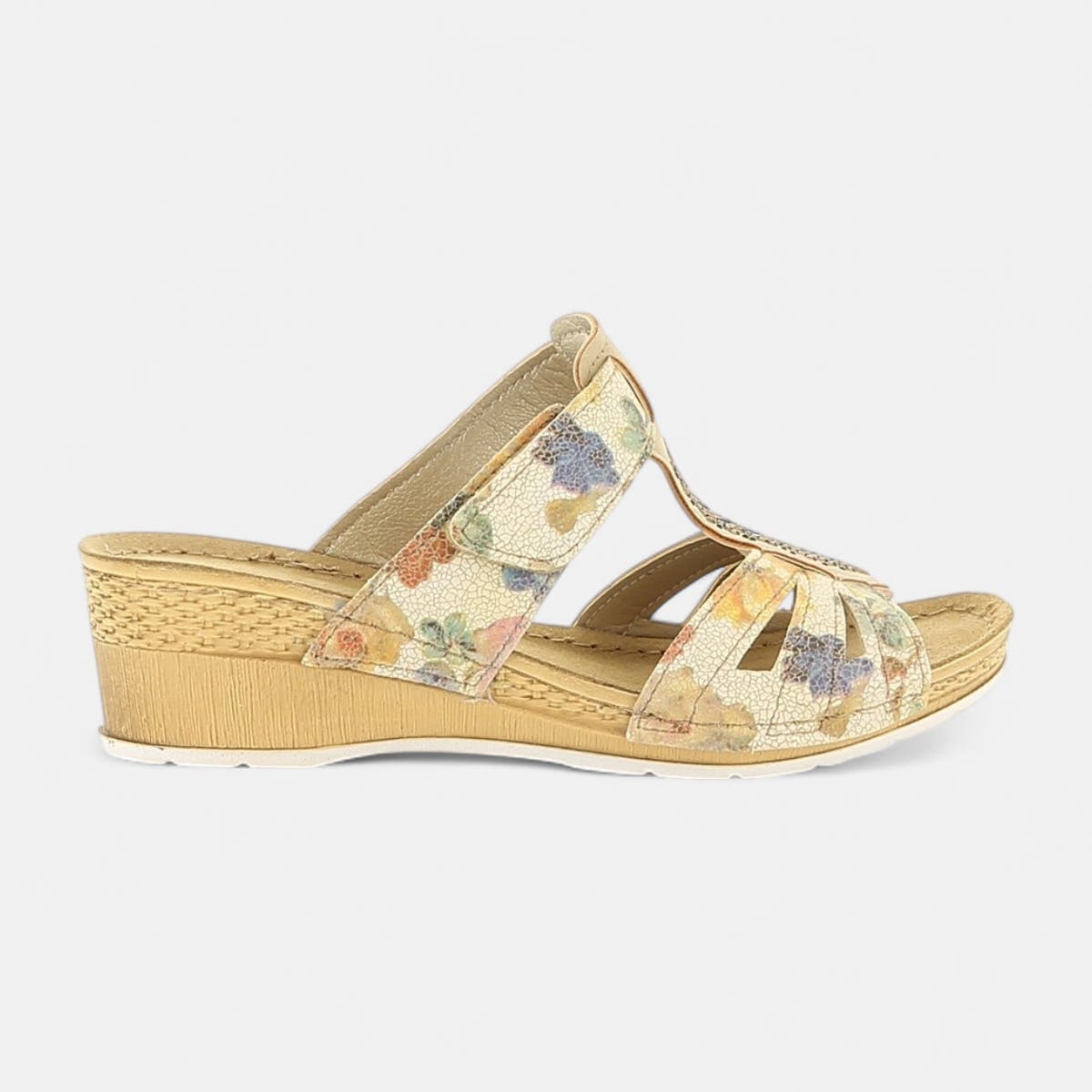 Mules à talon compensé Femme beige