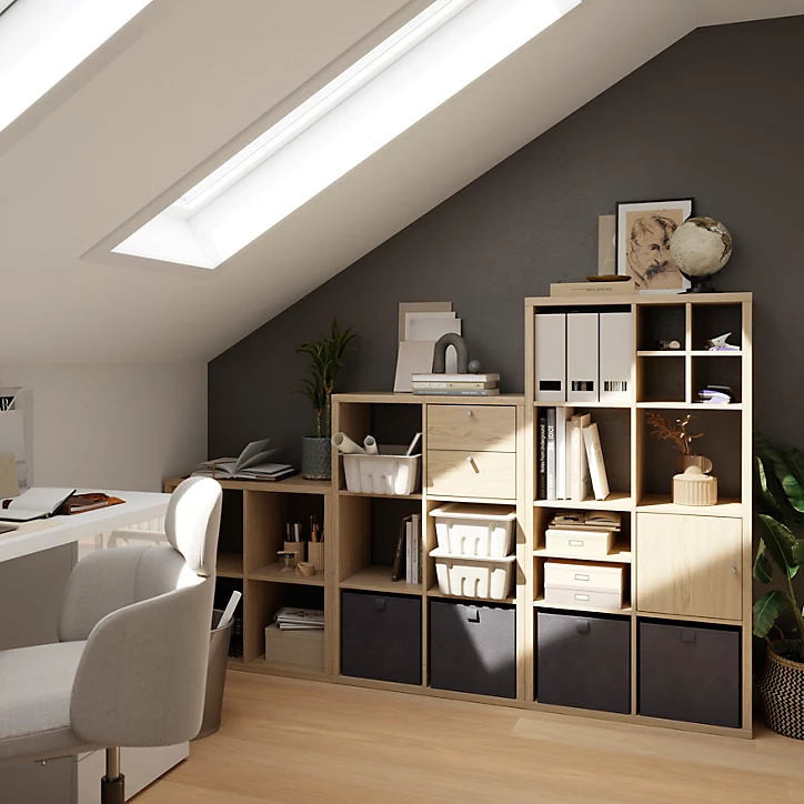 Bloc avec 2 tiroirs pour étagère cube GoodHome Mixxit effet chêne