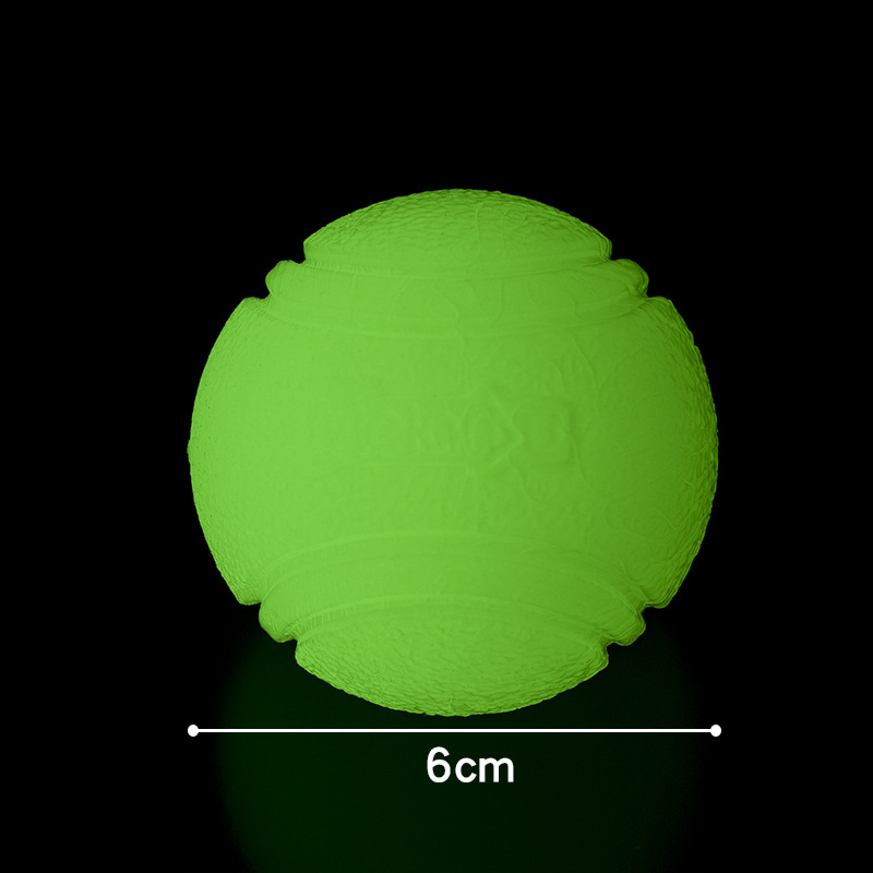 (Ø6cm) Gummi Hunde Ball Glow in the Dark Haustier Spielzeug Apportier Spiel