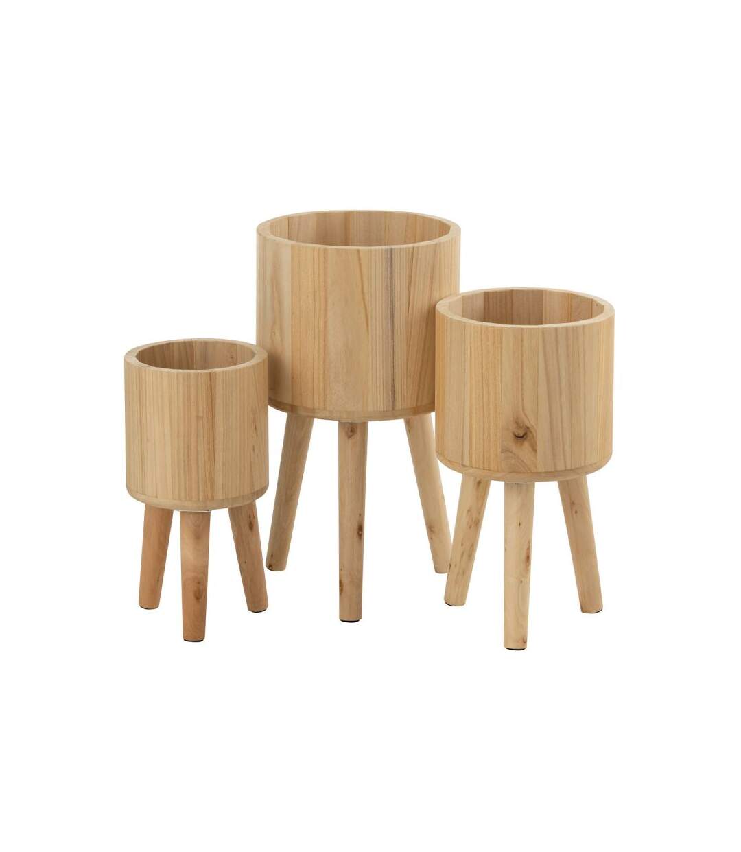 Paris Prix - Lot De 3 Cache-pots En Bois paul 49cm Naturel
