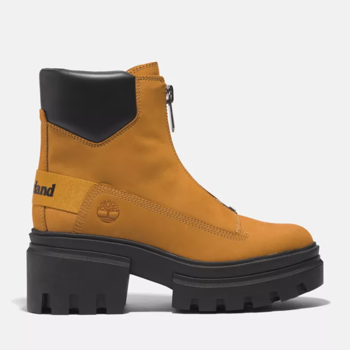 Bota feminina Everleigh com zíper frontal na cor amarela.