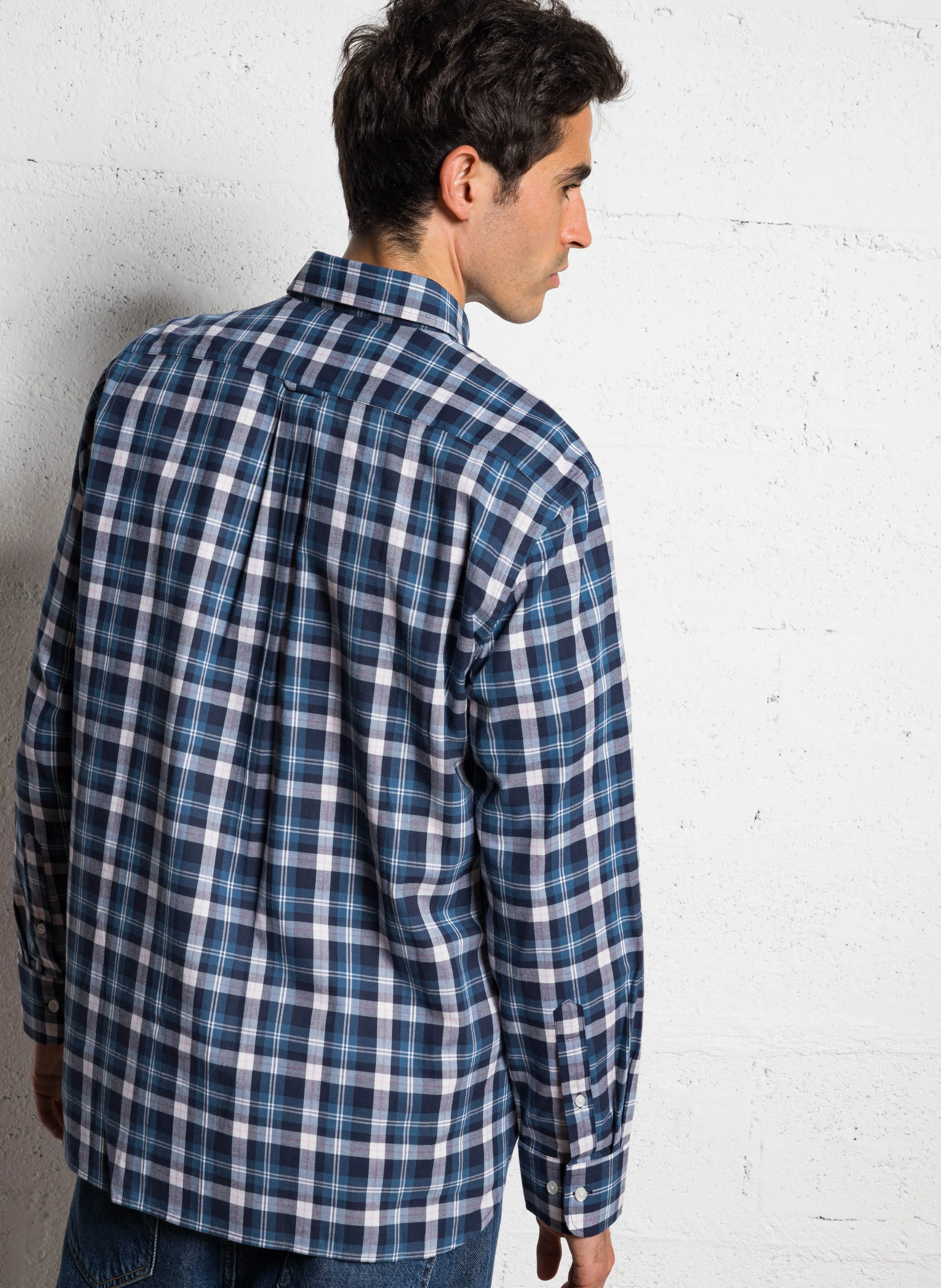 Chemise à carreaux en coton | Bleu