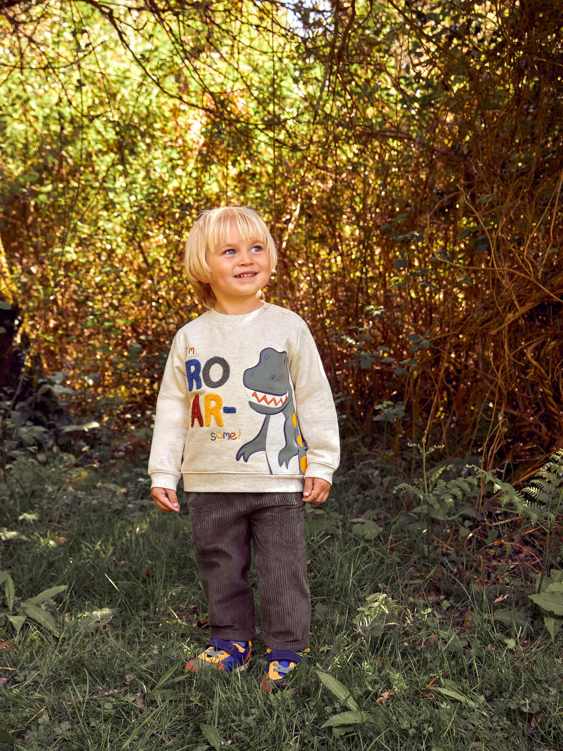 Kakigroen - JoJo Maman Bébé - Grofgebreide corduroy broek met elastische taille