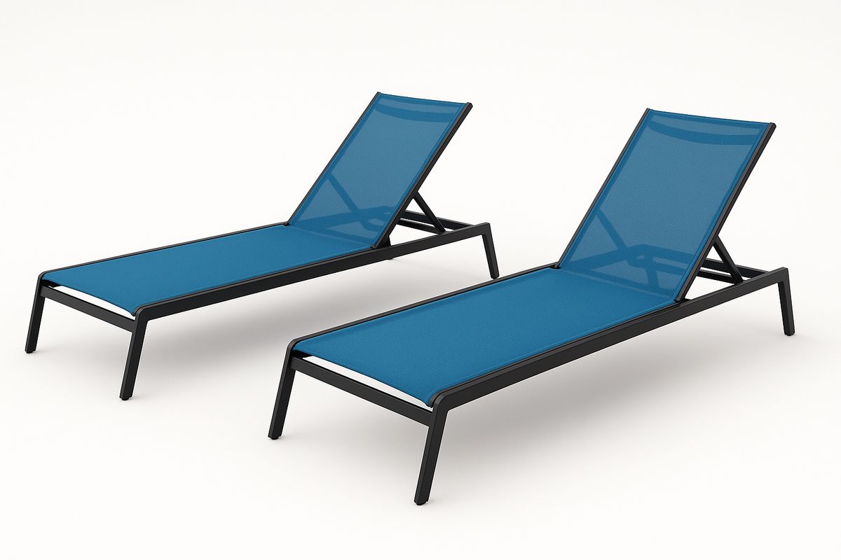 Gartenliegen 2-teilig Aluminium Textilene Blau
