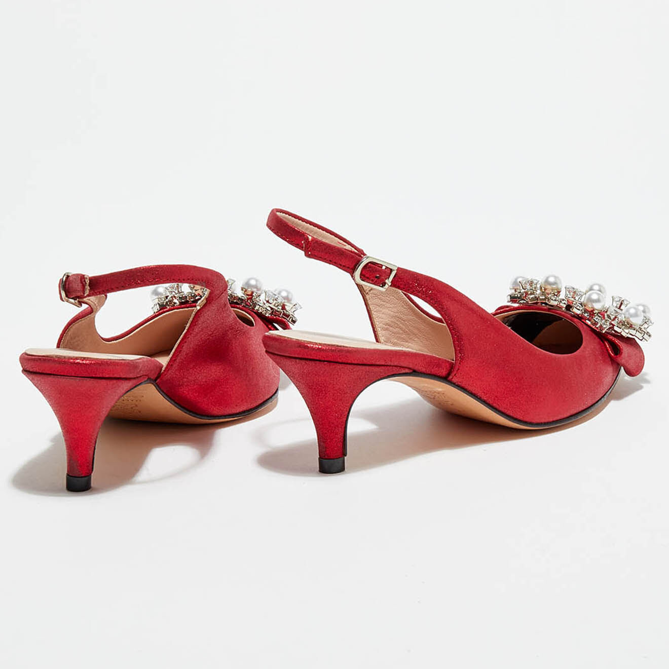 Cosmoparis Slingbacks en Cuir métallisé  Milia rouges - Talon 6 cm