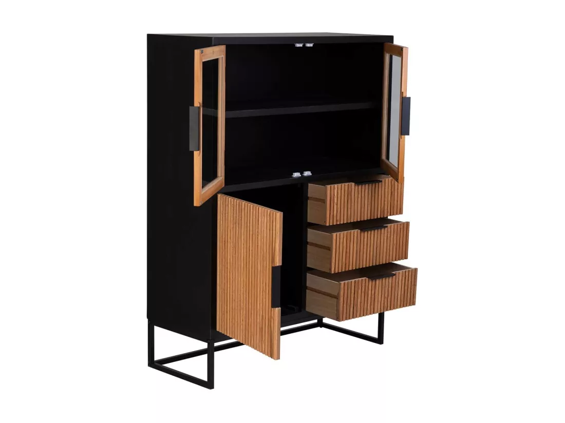 Vitrine 3 portes et 3 tiroirs, bois, 100x40x135h cm