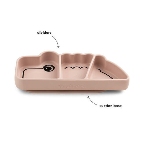 Assiette Avec Ventouse Silicone CROCO Rose - DONE BY DEER
