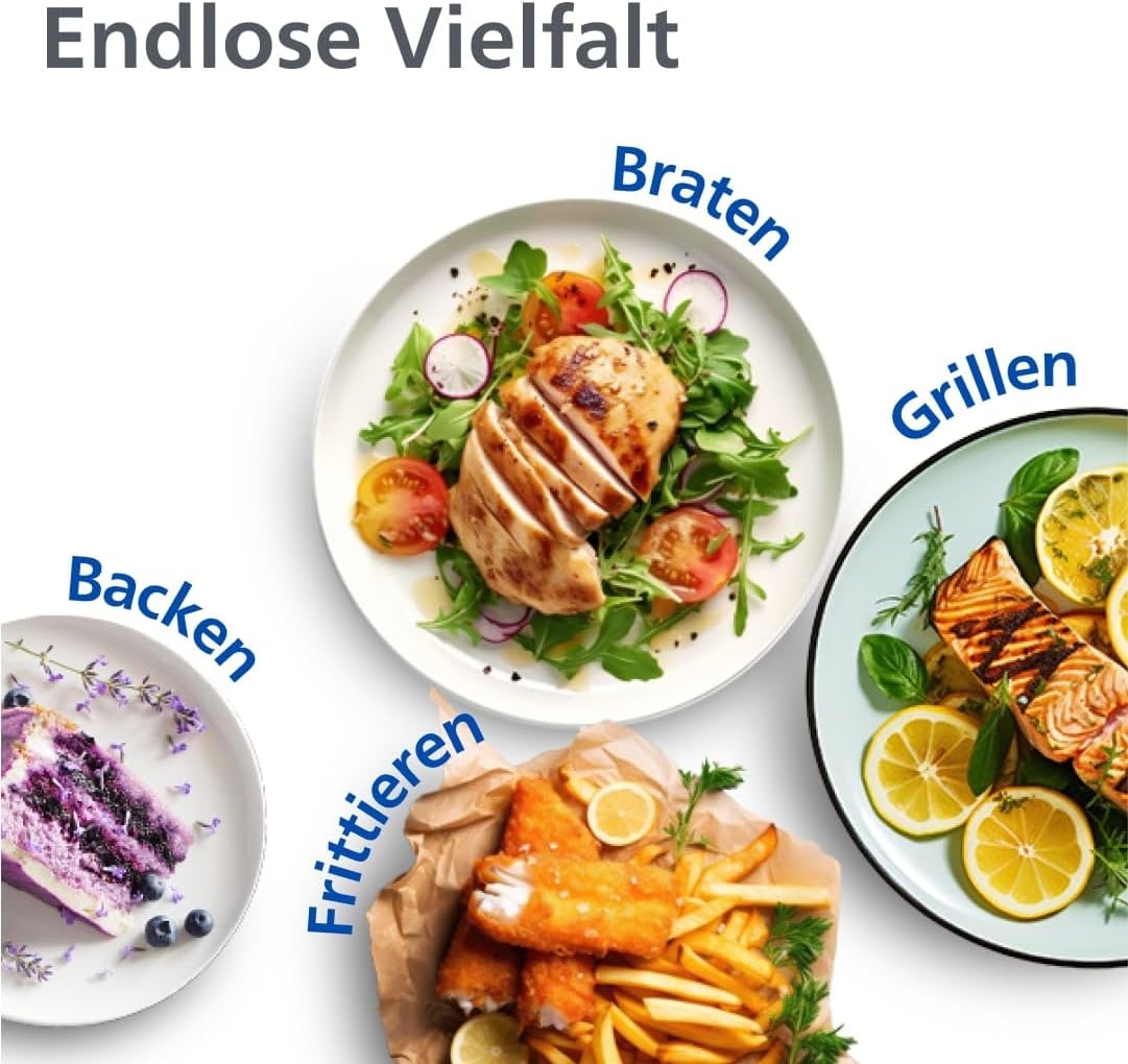 Philips Airfryer Dual Basket 3000 Series Heißluftfritteuse, 9L, 2 Körbe, 2 Gerichte gleichzeitig, RapidAir Plus Technologie, 90% weniger Fett, Energieeffizient, HomeID App (NA352/00)