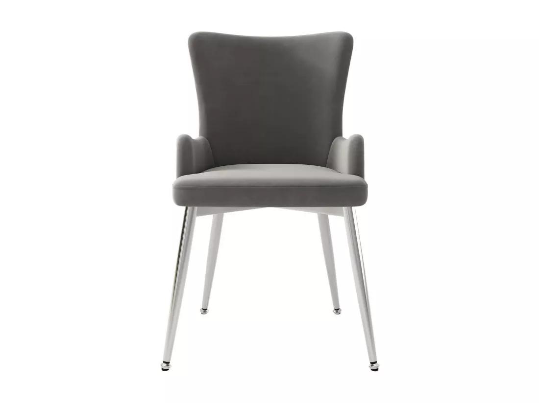 Lot de 6 chaises en velours, avec 4 pieds métallique, charge max 120kg, 55x48x84cm, Gris